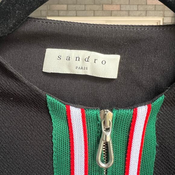 Sandro Black and Green Mini Dress - Picture 4 of 7